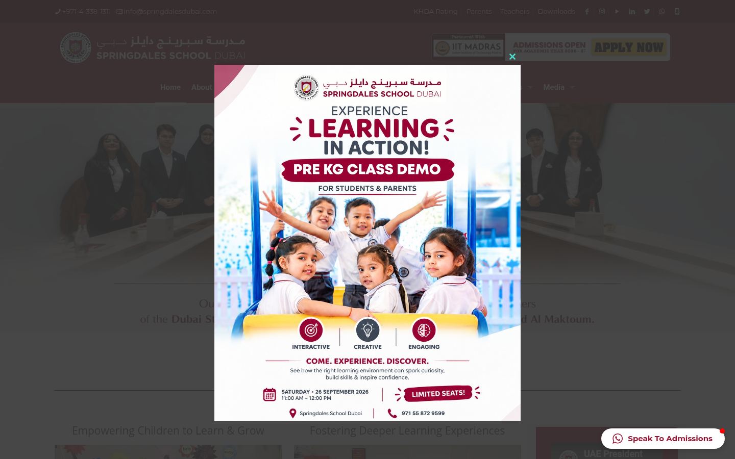 Springdales School Dubai &middot; HOMEPAGE_SCREENSHOT