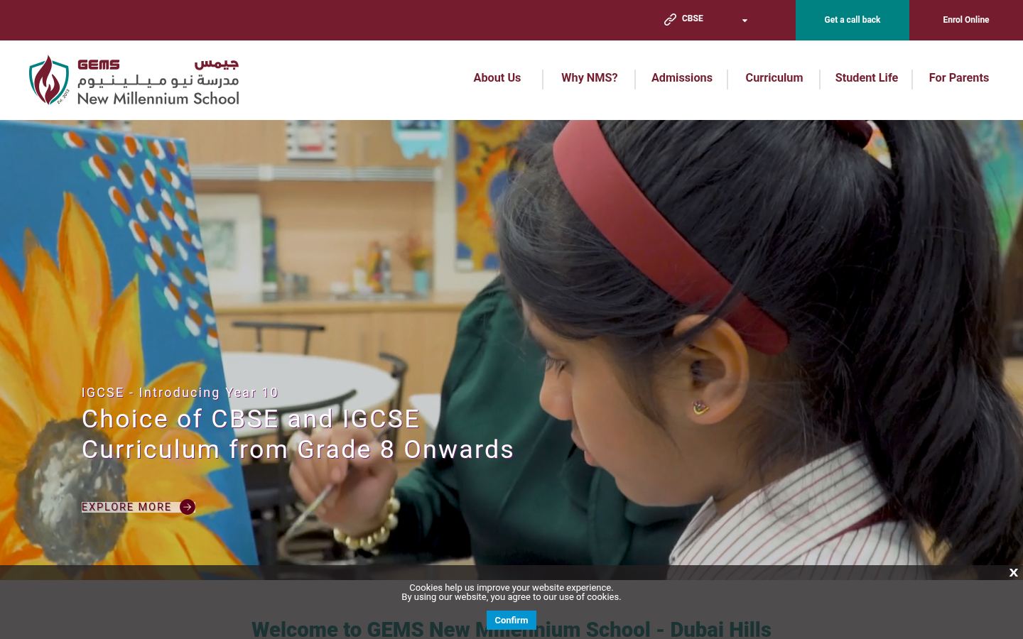 GEMS New Millennium School Al Khail &middot; HOMEPAGE_SCREENSHOT