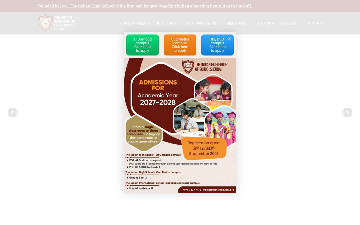 The Indian High School Dubai &middot; HOMEPAGE_SCREENSHOT