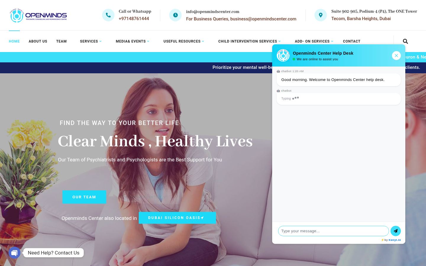 OPENMINDS Psychiatry Counselling & Neuroscience Centre &middot; HOMEPAGE_SCREENSHOT