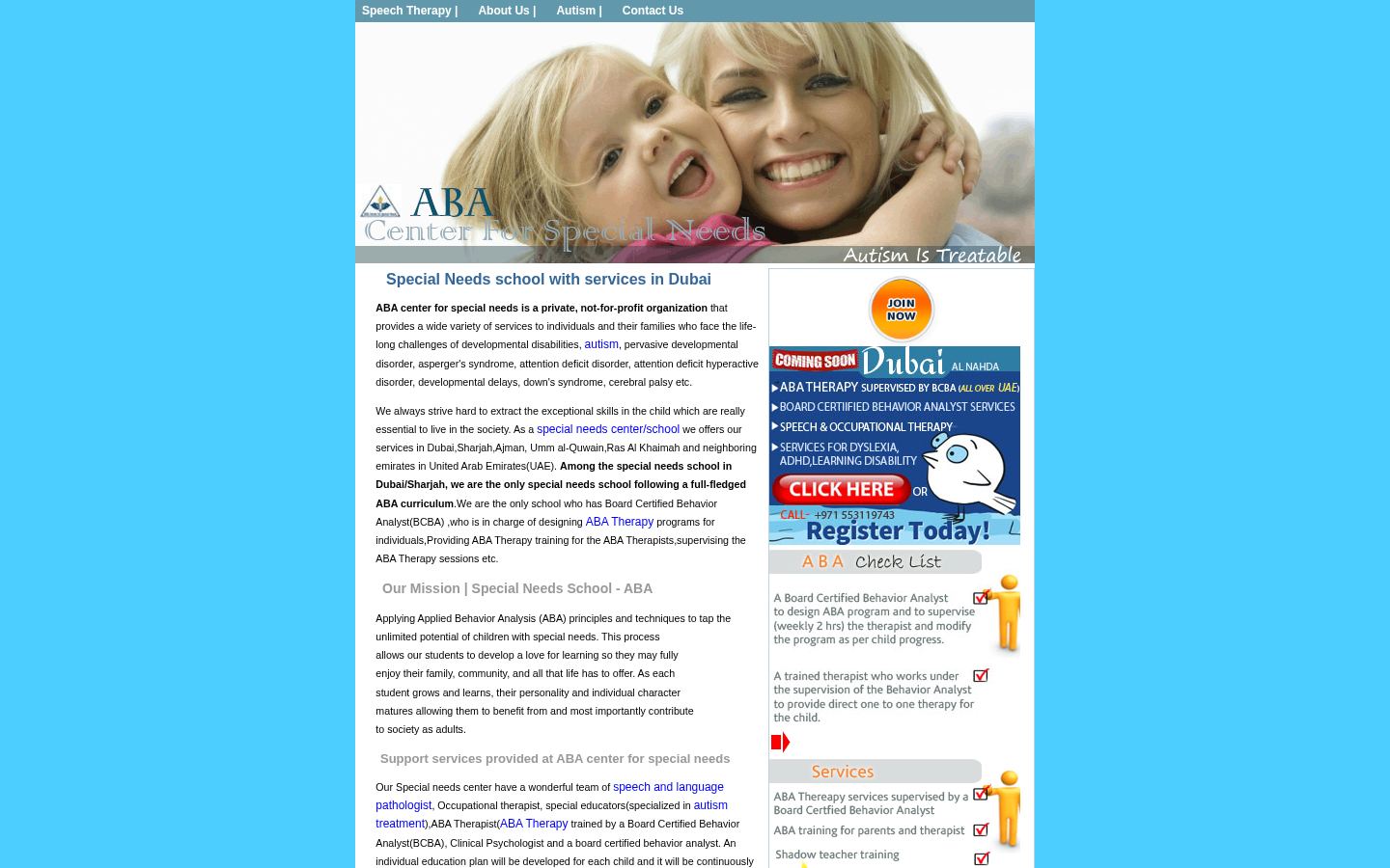 ABA Center for Special Needs &middot; HOMEPAGE_SCREENSHOT