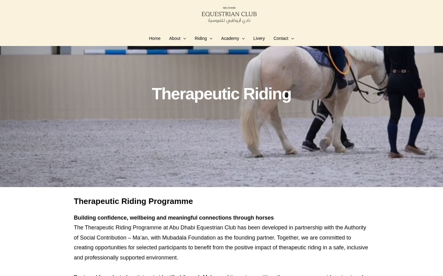 Abu Dhabi Equestrian Club Therapeutic Riding &middot; HOMEPAGE_SCREENSHOT