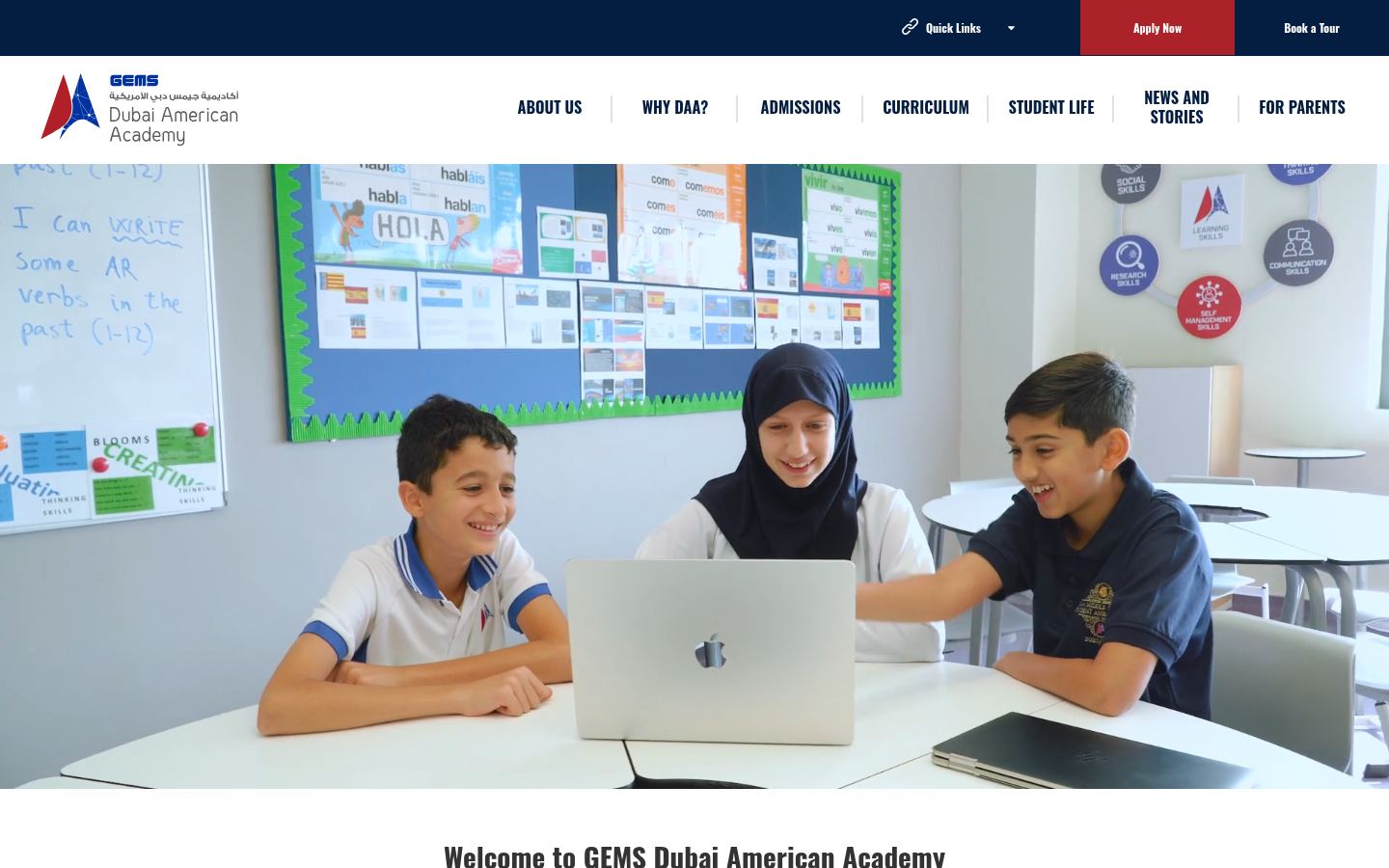 GEMS Dubai American Academy &middot; HOMEPAGE_SCREENSHOT