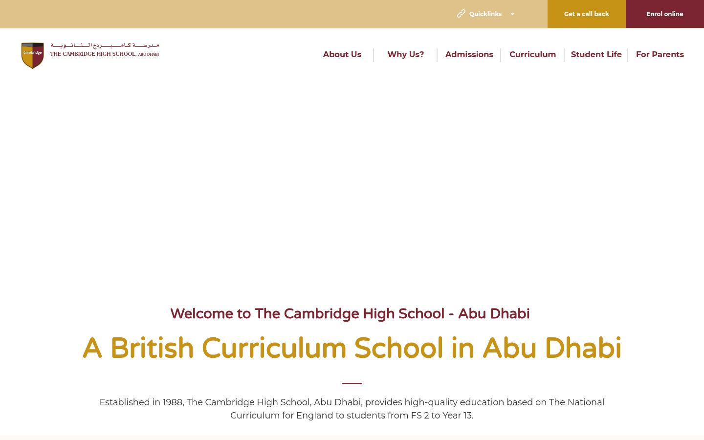 GEMS Cambridge International School Abu Dhabi · HOMEPAGE_SCREENSHOT